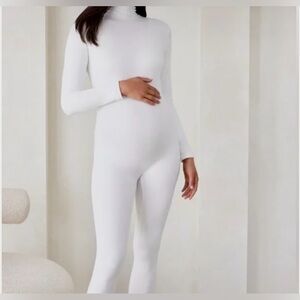 Bumpsuit Penelope Maternity Unitard in White, Size Large